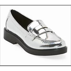 Worthington Ellen Loafers Women's Size 7 Silver Chrome Slip On Shoes NWOB
